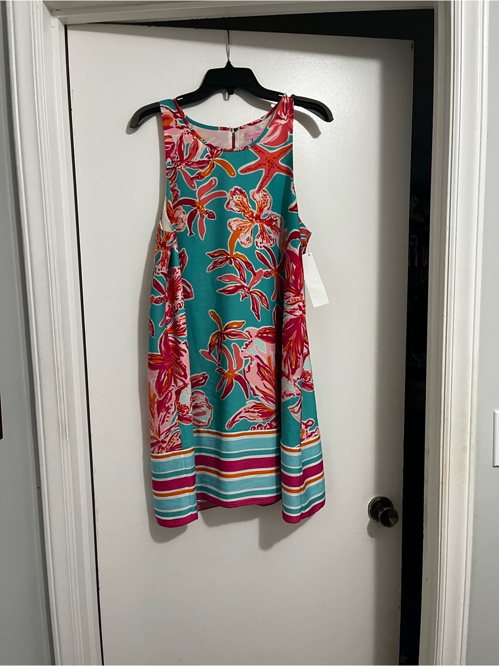 Lily Pulitzer Womans Teal Floral Striped Sundress Like New
